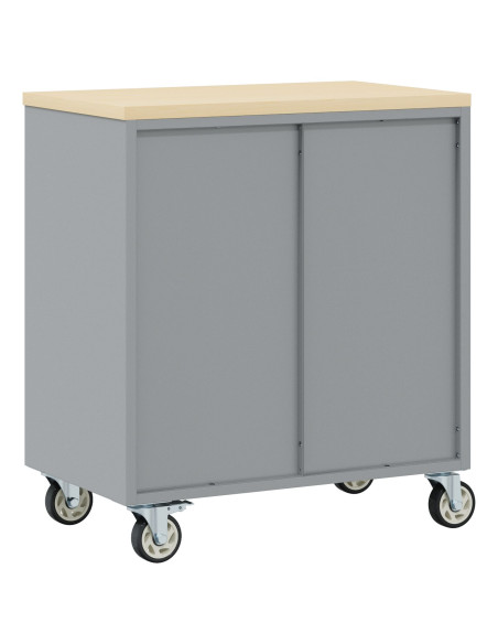 Armadio porta attrezzi con ruote e chiusura rossa 75x45x85 cm in acciaio