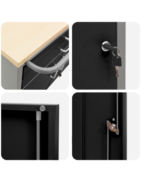 Armadio per Attrezzi con Ruote e Serretta Nero 75x45x85 cm in Acciaio