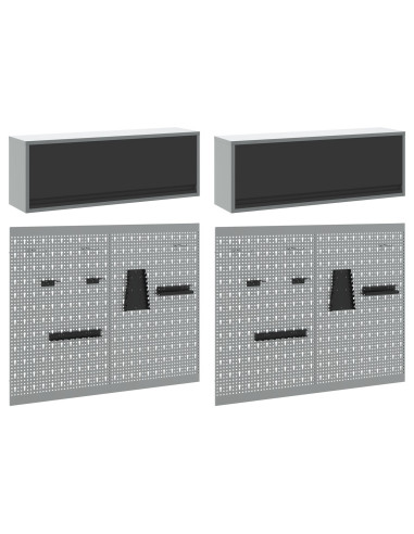 Set di armadi per attrezzi con lo scaffale 6 pcs Nero