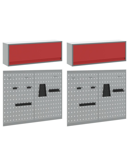 Set di armadi per attrezzi con lo scaffale 6 pcs Rosso