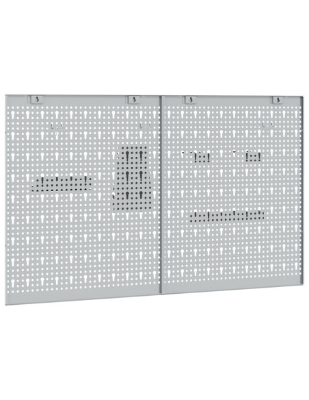 Pannelli pegboard  2 pezzi con 8 accessori Grigio 50x60 cm Acciaio