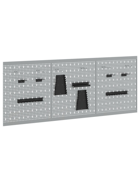 Pegboard 3 pezzi con 15 accessori Grigio 50x60 cm Acciaio