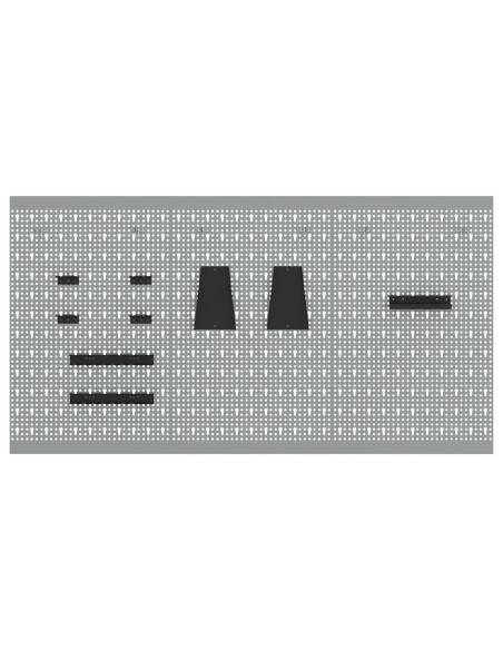 Pannelli per attrezzi 3 pcs con 15 accessori grigi 50x80 cm in acciaio