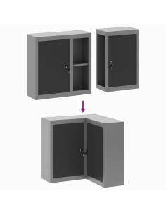 Mobile per attrezzi con blocco Nero e Grigio 55 x 55 x 55 cm 2
