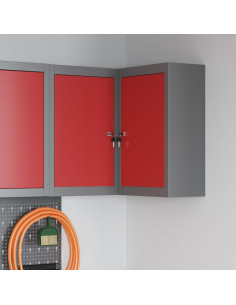Mobile per attrezzi con blocco Rosso e Grigio 55 x 55 x 55 cm 2