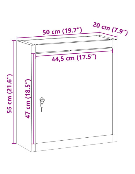 Armadio da ferramenta a muro  Nero 50x20x55 cm Acciaio