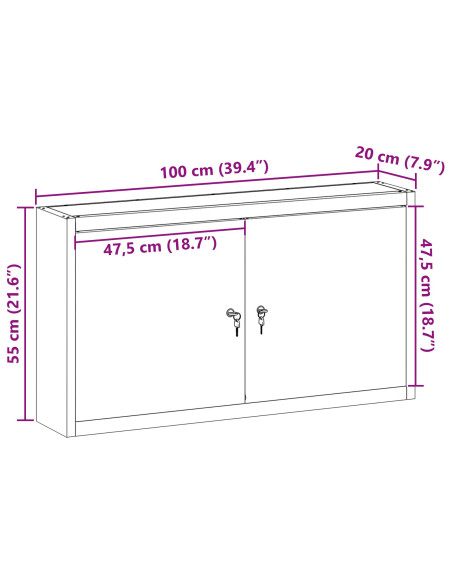 Armadio per attrezzi da parete  Nero 100x20x55 cm Acciaio