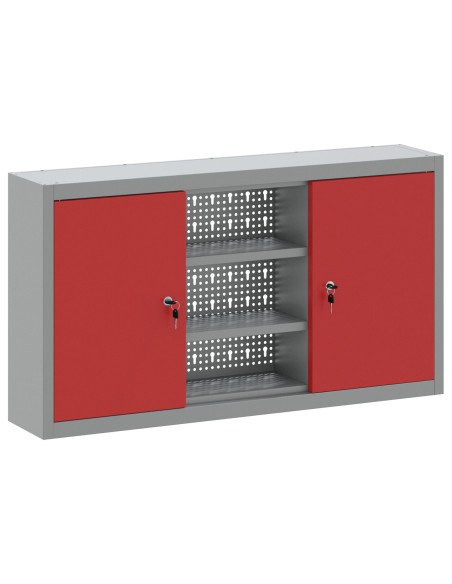 Armadio da Utensili a Muro con Pannello Perforato Rosso 100x20x55 cm in Acciaio