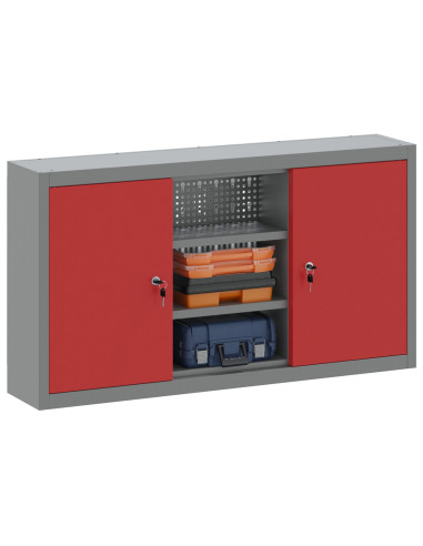 Mobile per attrezzi con blocco Rosso e Grigio 50 x 20 x 55 cm