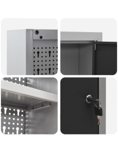 Mobile per attrezzi con blocco Nero e Grigio 50 x 20 x 55 cm 2