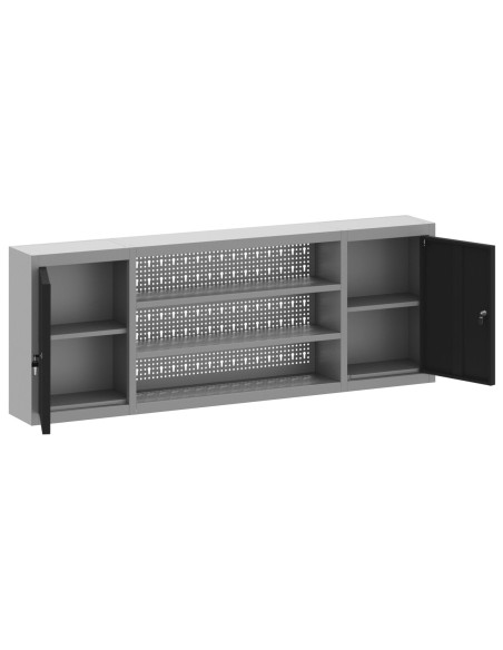 Armadio per attrezzi  da muro con pannello perforato Nero 150x20x55 cm Acciaio