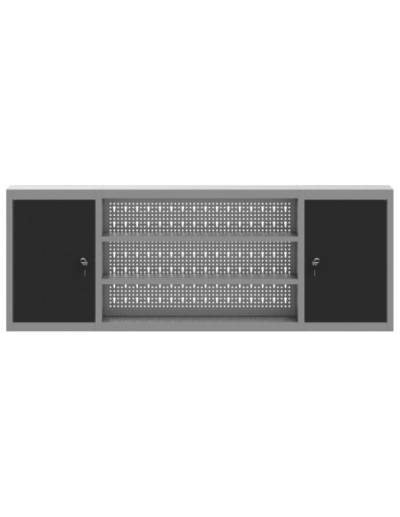 Armadio per attrezzi  da muro con pannello perforato Nero 150x20x55 cm Acciaio