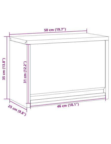 Mobiletto da parete  con porta a sollevamento a gas, Nero 50x25x35 cm