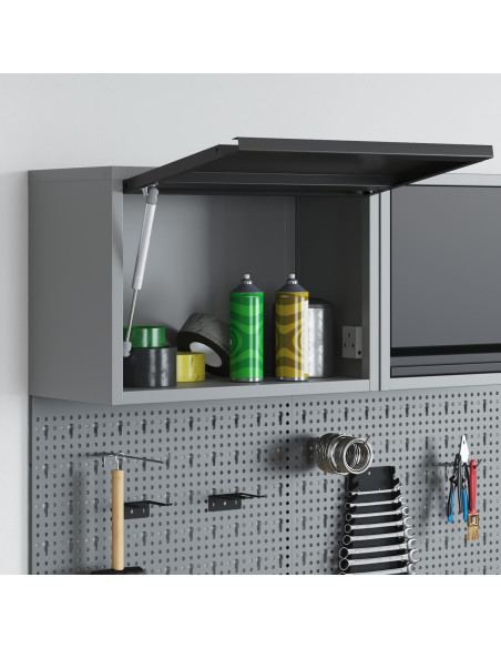 Mobiletto da parete  con porta a sollevamento a gas, Nero 50x25x35 cm