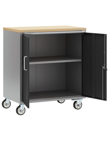 Banco da lavoro con lo scaffale Nero e Grigio 75 x 45 x 85 cm