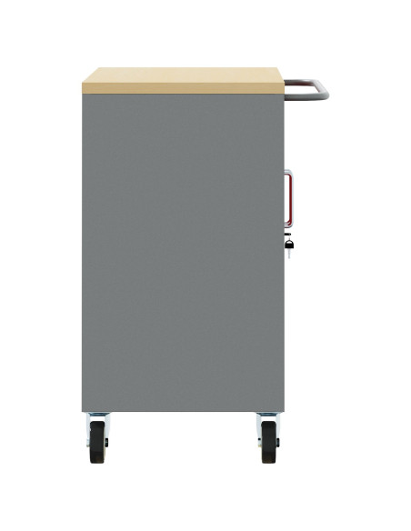 Armadio porta attrezzi con ruote e chiusura rossa 75x45x85 cm in acciaio