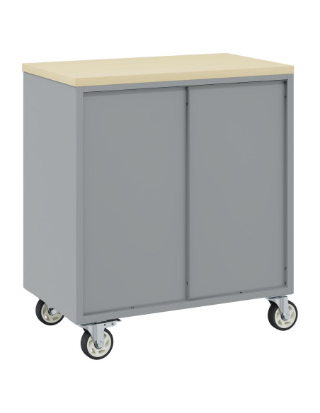 Armadio per Attrezzi con Ruote e Serretta Nero 75x45x85 cm in Acciaio