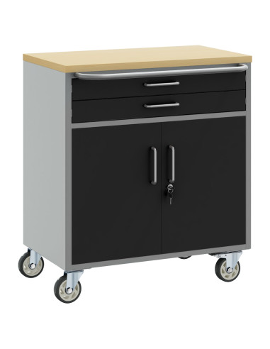 Banco da lavoro con cassetto Nero e Grigio 75 x 45 x 85 cm