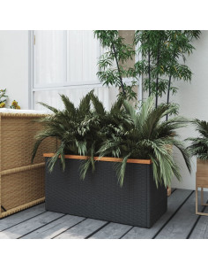 Fioriera Nera 80x40x40 cm in Polyrattan