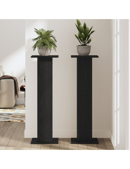 Supporto per Piante  2 pz Nero Rovere 30x30x95 cm Legno Ingegnerizzato