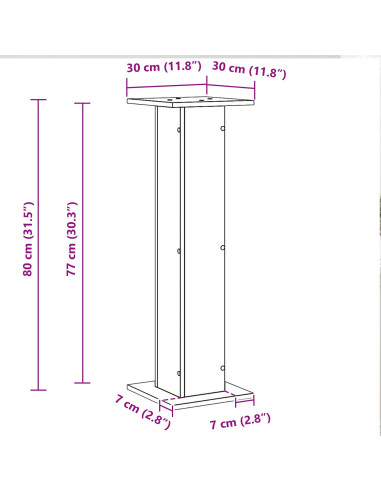 Supporto per piante 2 pcs Rovere Nero 30 x 30 x 80 cm