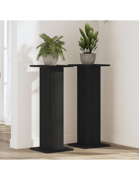 Supporto per piante 2 pcs Rovere Nero 30 x 30 x 80 cm