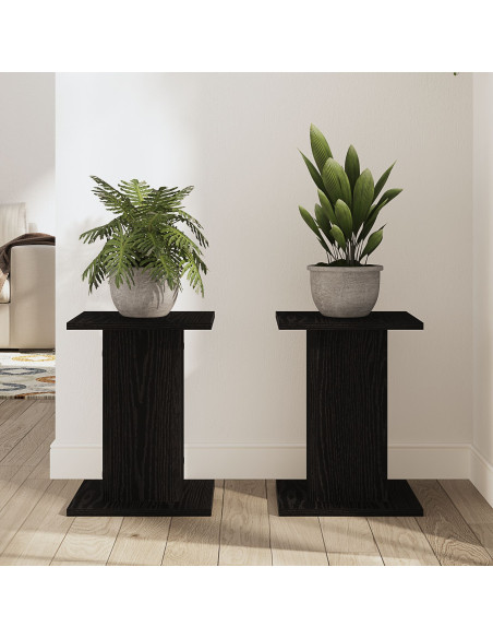 Supporto per piante  2 pezzi Rovere Nero 30x30x40 cm Legno ingegnerizzato