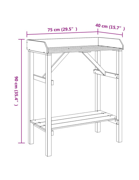 Tavolo da rinvaso Marrone 75 x 40 x 90 cm Pino massello