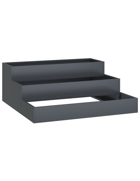 Fioriera da Giardino a 3 Livelli 90x90x35 cm Acciaio Antracite