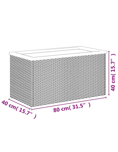 Fioriera Nera 80x40x40 cm in Polyrattan