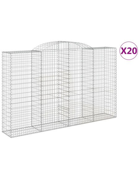 Cesti Gabbioni ad Arco 20 pz 300x50x180/200 cm Ferro Zincato