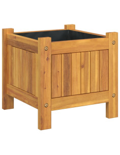 Fioriera Giardino con Rivestimento 31x31x30 cm Massello Acacia 2