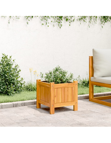 Fioriera Giardino con Rivestimento 31x31x30 cm Massello Acacia