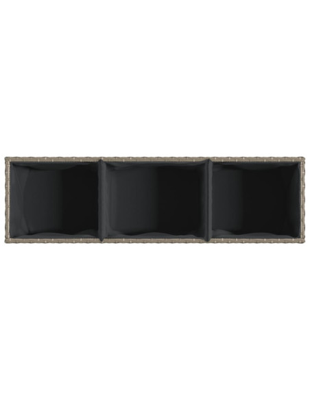 Fioriere da Giardino con 3 Vasi Grigie 105x30x32 cm Polyrattan