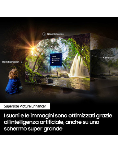 Samsung TV Crystal UHD 4K 98” UE98DU9070UXZT Smart TV Wi-Fi Graphite Black 2024, Processore Crystal 4K, 4K Upscaling, Slim Loo