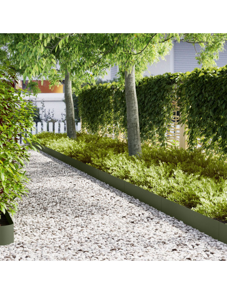 bordature per prato  50 pezzi Verde Oliva 100x0,5x20 cm Acciaio