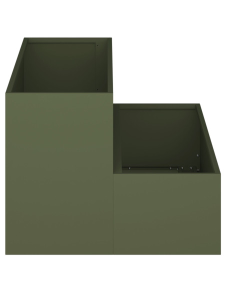 Fioriera 2-Tier 100x60x45 cm Verde Oliva Acciaio