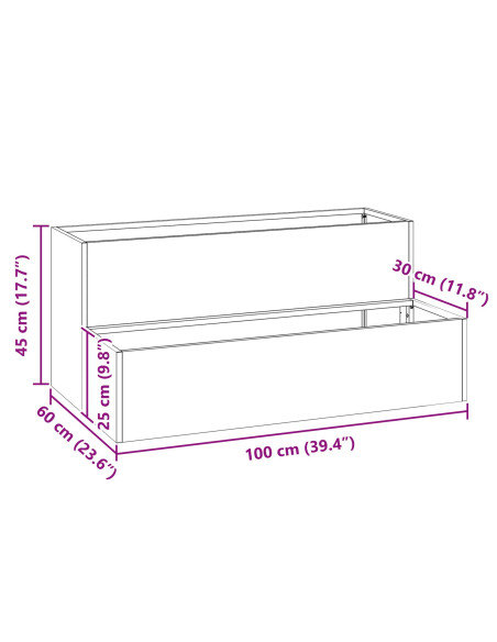 Fioriera da Giardino a 2 Piani 100x60x45 cm Acciaio Bianco