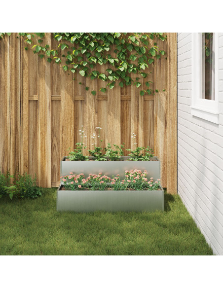 Fioriera da Giardino  2 Livelli 100x60x45 cm Acciaio Zincato
