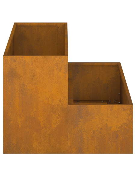 Vaso da Giardino a 2 Piani 100x60x45 cm in Acciaio Invecchiato