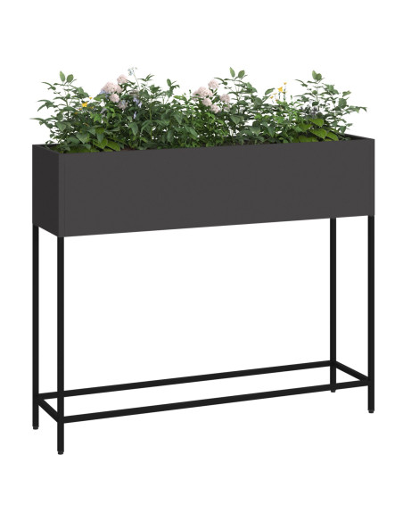 Fioriera Rialzata 100x26x82 cm Acciaio Nero