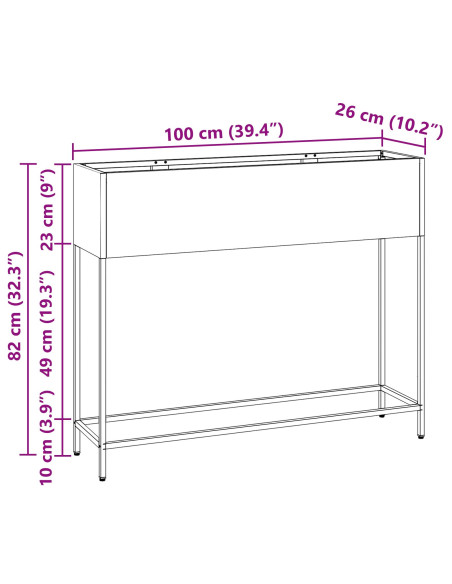 Fioriera Rialzata 100x26x82 cm Acciaio Nero