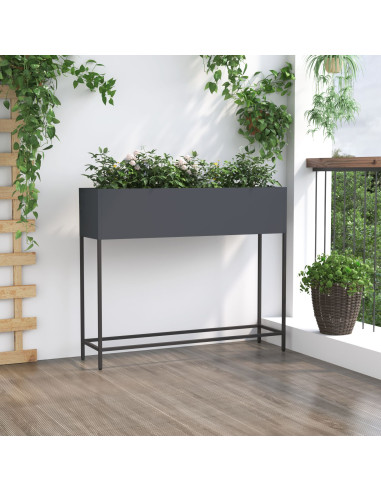 Vaso da Giardino Rialzato Antracite 100 x 26 x 82 cm Acciaio