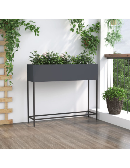 Vaso da Giardino Rialzato Antracite 100 x 26 x 82 cm Acciaio
