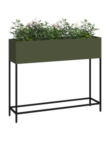 Vaso da Giardino Rialzato Oliver verde 100 x 26 x 82 cm Acciaio