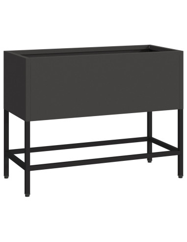 Vaso da Giardino Rialzato Nero 60 x 26 x 45 cm Acciaio