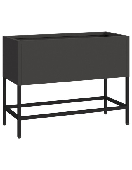 Vaso da Giardino Rialzato Nero 60 x 26 x 45 cm Acciaio