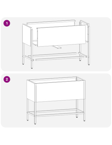 Vaso da Giardino Rialzato Nero 60 x 26 x 45 cm Acciaio