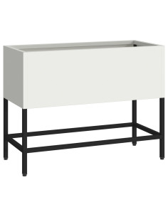 Vaso da Giardino Rialzato Bianco 60 x 26 x 45 cm Acciaio