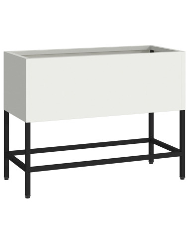 Vaso da Giardino Rialzato Bianco 60 x 26 x 45 cm Acciaio
